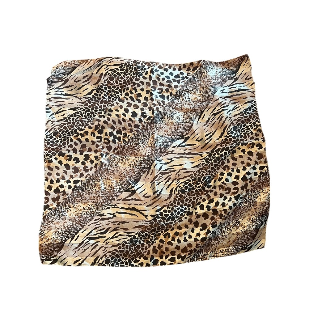 Vintage Cejon Animal Print Scarf Mixed Leopard Snakeskin Square Y2K Retro 90s